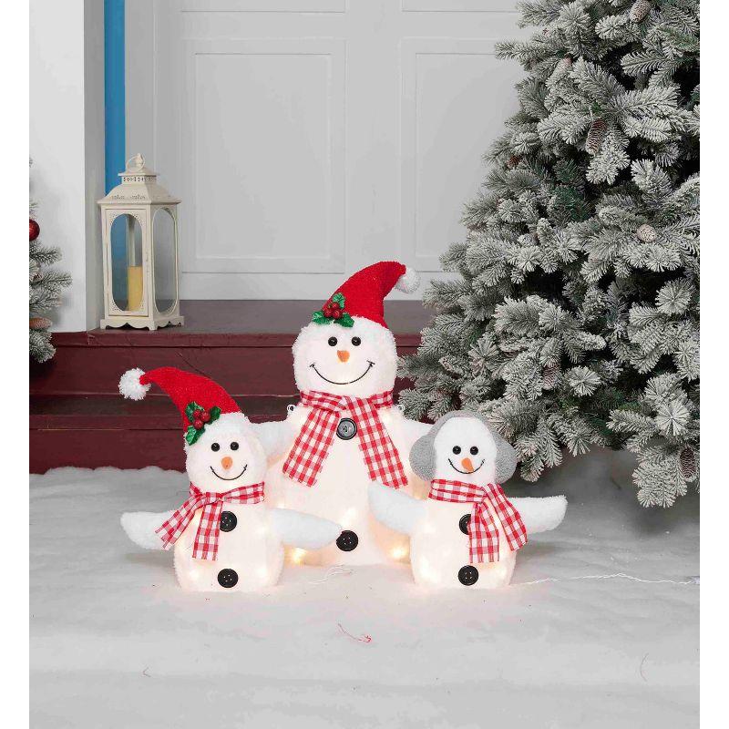 Everstar Set Of 3  Plush Snowman Family Sculpture, White