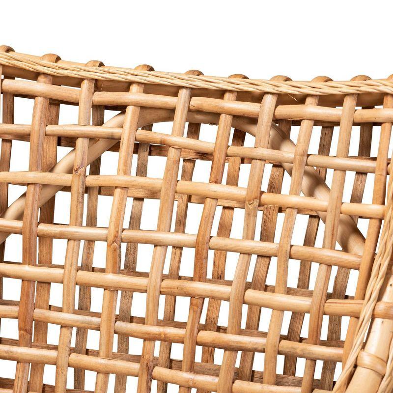 Saoka Wood and Rattan Armchair Natural Brown/White - bali & pari