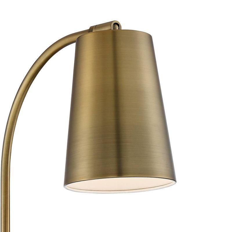 360 Lighting Sully Modern Wall Lamp Warm Brass Plug-in 5" Light Fixture Adjustable Head Curved Arm for Bedroom Bathroom Vanity Reading Living Room