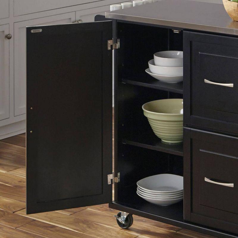 Rectangular Stainless Steel Kitchen Cart with Spice Rack and Storage