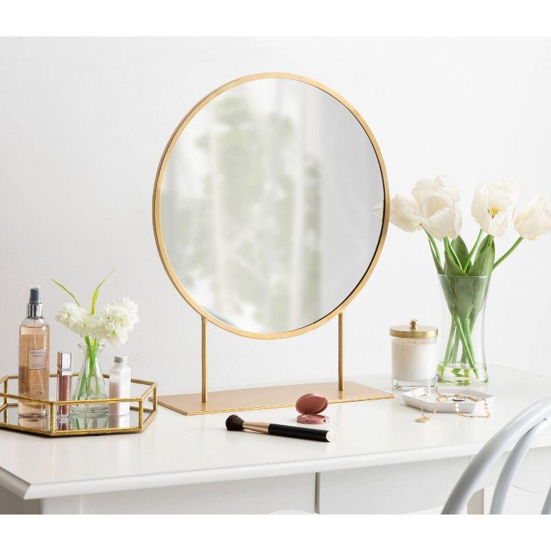 18" x 22" Rouen Round Wall Mirror Gold - Kate & Laurel All Things Decor: Freestanding, Metal Frame, Modern Decor