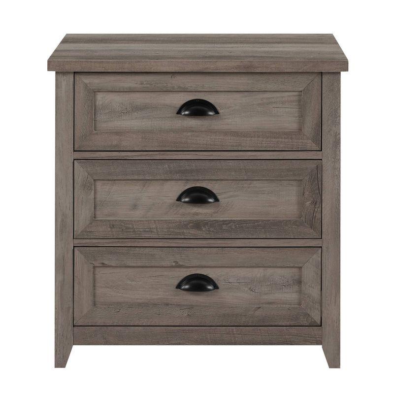 Fontella Transitional 3 Drawer Nightstand Gray Wash - Saracina Home: Bedroom Storage, MDF Construction