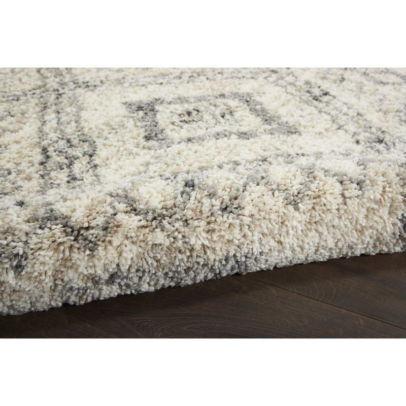 Nordic Diamond Shag Area Rug, Grey/Ivory, 5'3" x 7'9"