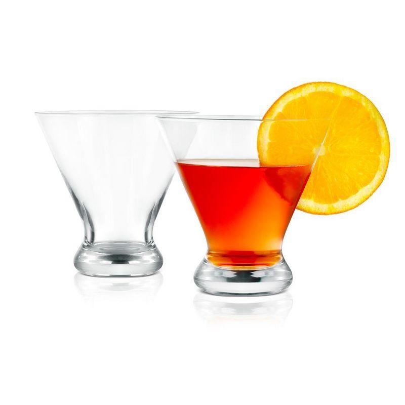 NutriChef 8.4oz Clear Hand Blown Stemless Martini Glasses, Set of 2