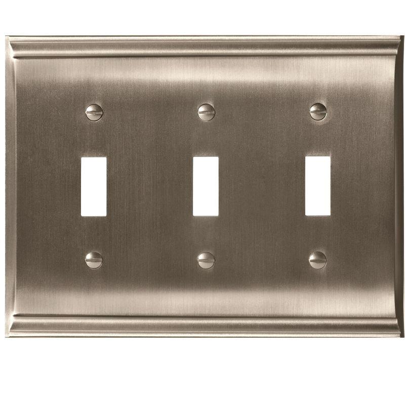 Satin Nickel Triple Toggle Switch Wall Plate