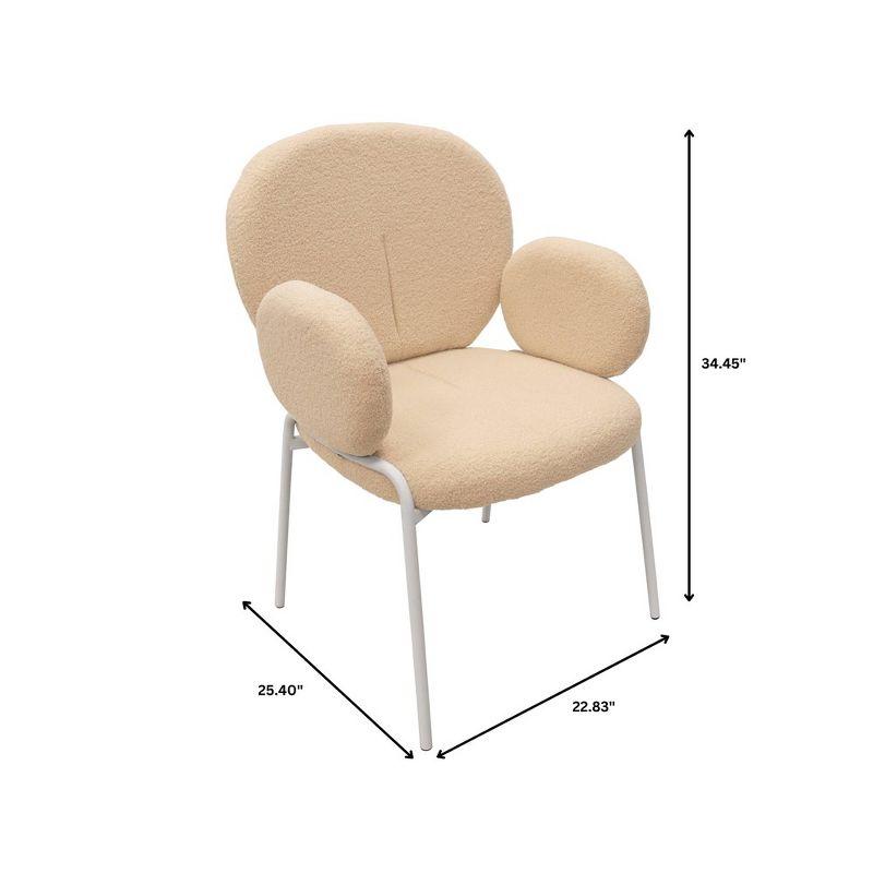 Leisuremod Celestial Boucle Dining Arm Chair with White Frame