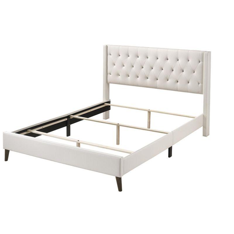 Passion Furniture Bergen White Queen Tufted Panel Bed