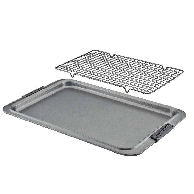 Anolon Advanced Nonstick Bakeware Baking Sheet And Cooling Rack Set, 11-Inch X 17-Inch, Gray