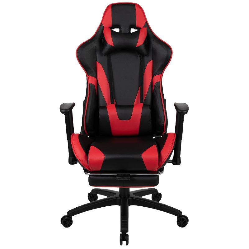 Flash Furniture X30 Gaming Chair Racing Office Ergonomic Computer Chair with Fully Reclining Back and Slide-Out Footrest in Red LeatherSoft