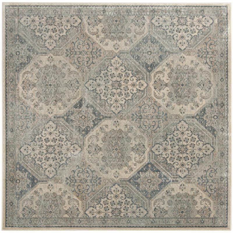 Vintage VTG128 Power Loomed Indoor Skid-Resistant Area Rug - Cream/Blue - 6'x6' - Safavieh