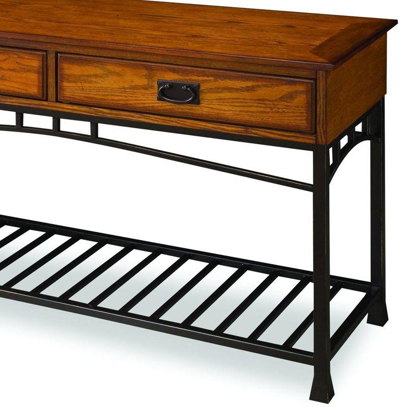 Craftsman 53'' Wood and Metal Console Table with Storage - Distressed Oak