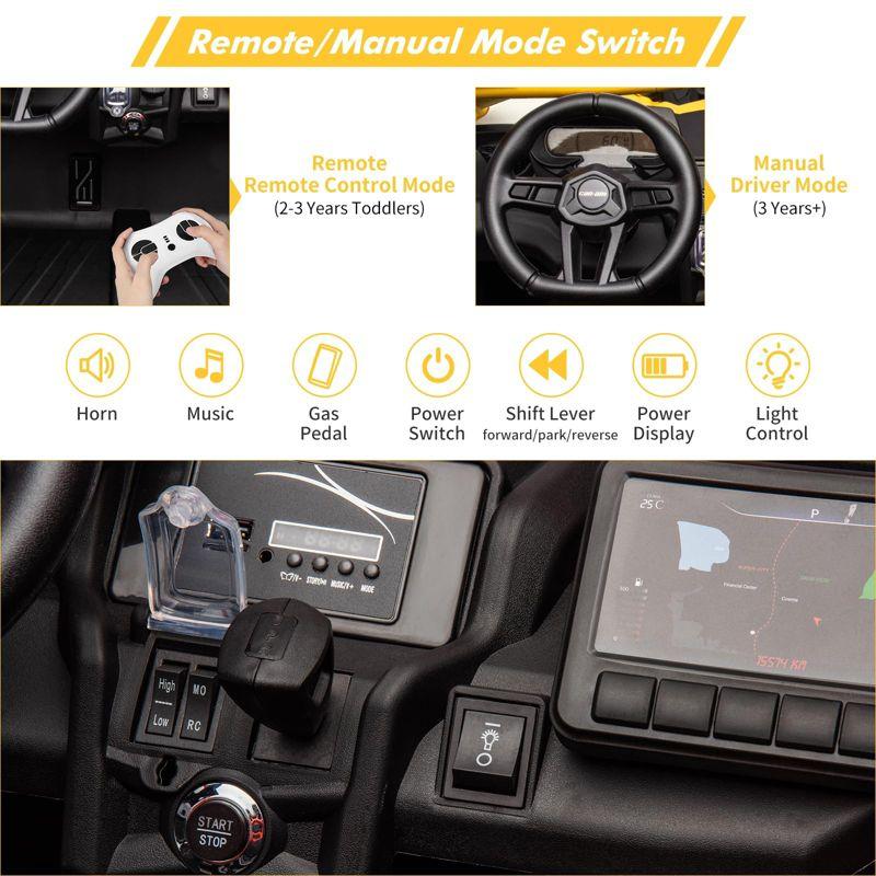 2 Seats Ride on UTV with Remote Control for Kids, 2 * 24V Batteries 4 * 200W Motors Licensed by CAN-AM UTV