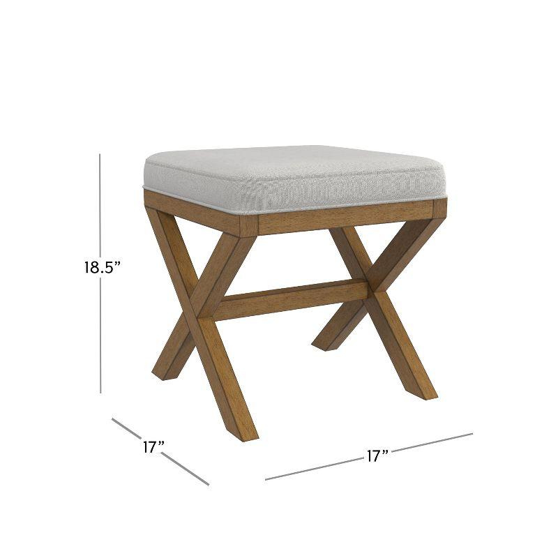 Hillsdale Furniture 18.5" Somerset Backless Wood Vanity Stool Fog: Padded Ottoman Bench, Polyester Upholstery