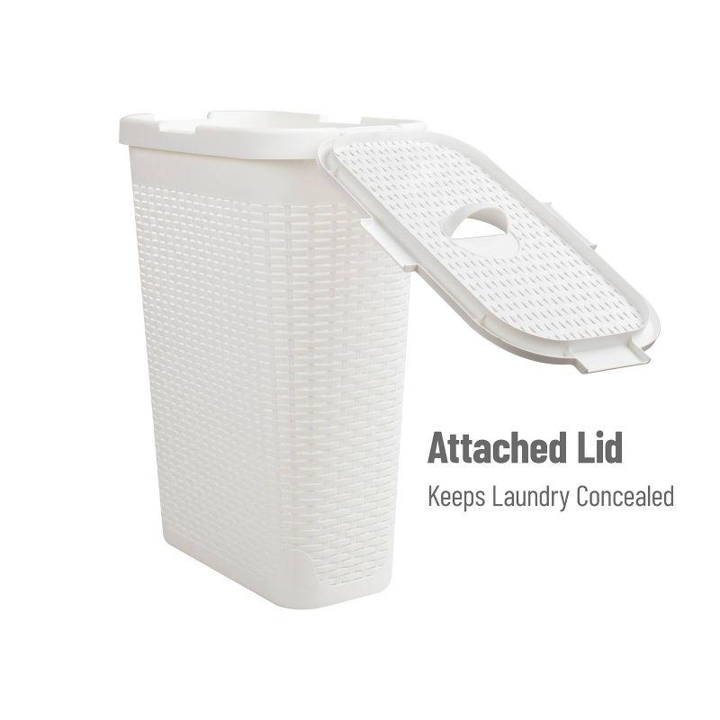 Mind Reader Mind Reader 40L Slim Laundry Hamper, Clothes Basket, Lid, Wicker Design, Plastic