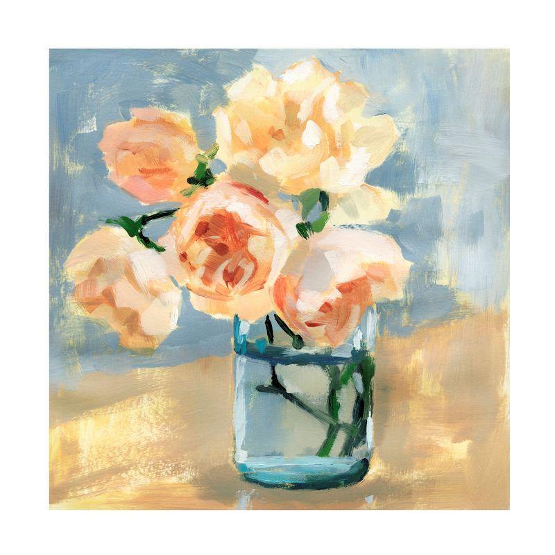 Peonies in Mason Jar Canvas Art with Wood Frame