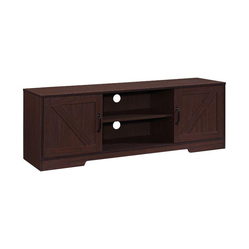 AndMakers 59 in. Farmhouse Walnut TV Stand For TVs Up To 59" with 2 Storage Cabinets, Wood Barn Door Media Television Console Table With Storage