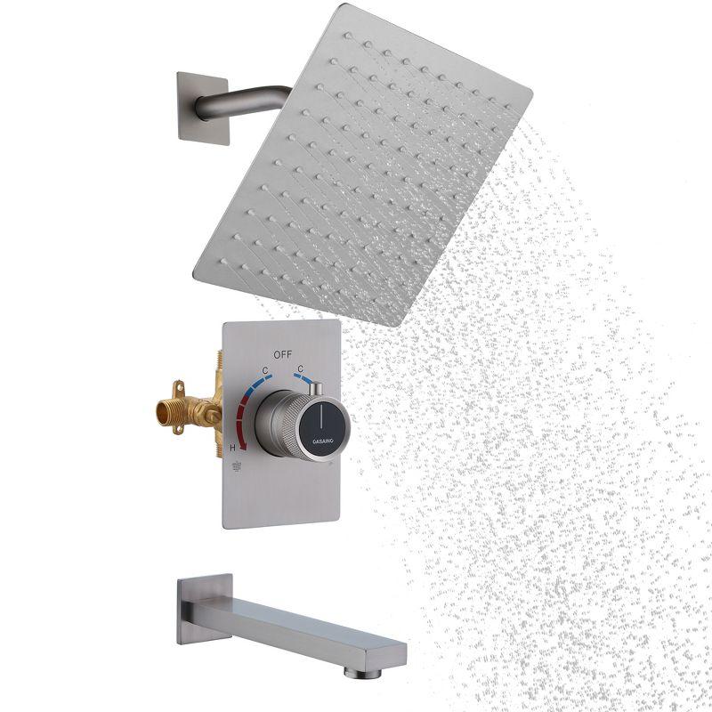 10 Inch Rainfall Shower System with Tilt Shower Head and Tub Spout with Rough in-Valve