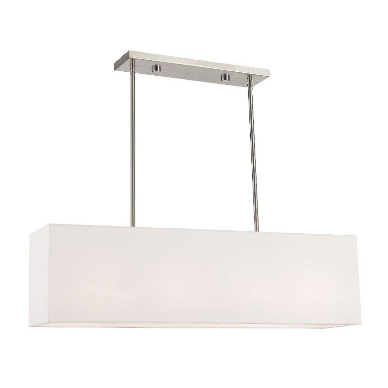 Summit 4-Light Linear Chandelier with Off-White Fabric Shade in Brushed Nickel