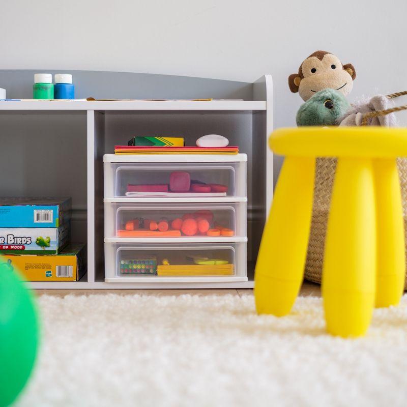 IRIS USA Medium 3-Drawer Stacking Desktop Organizer, 1 Pack, Plastic Drawer Storage Container for Stationery Art Craft Supplies, White