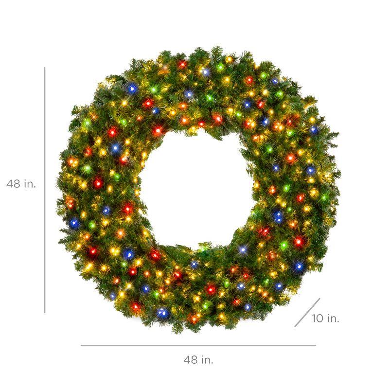 48-Inch Multicolor LED Pre-Lit Artificial Fir Christmas Wreath