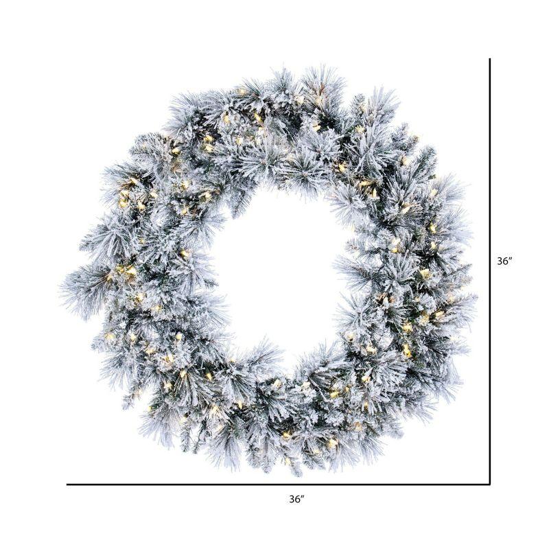 Flocked Pine Pre-Lit Outdoor Wreath with Warm White LED Lights, 28 in