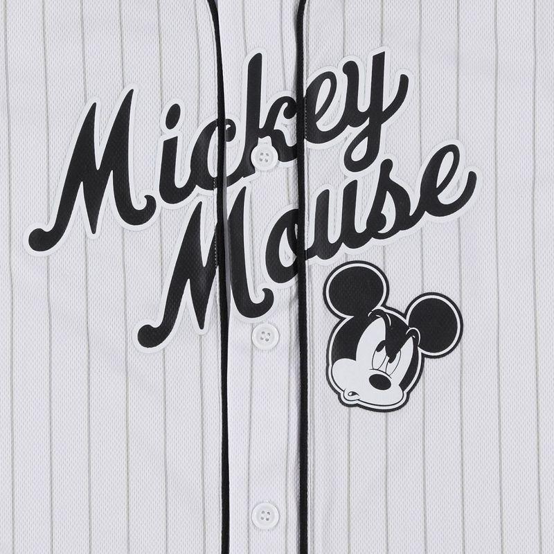 Boys Mickey Mouse Baseball Jersey - Boys Classic Mickey Mouse Mesh Button Down Baseball Jersey - Disney Mickey Mouse Fashion Shirt (White, Medium)