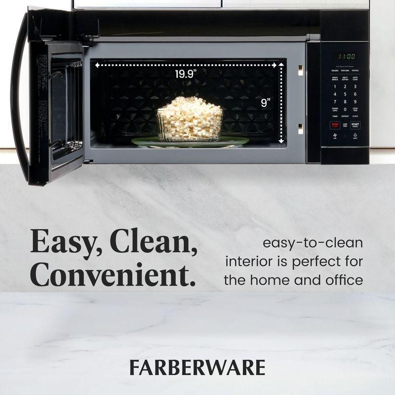 Farberware FMR17BLK 1.7 Cu. Ft. OTR Microwave, 1000W with Smart Sensor Cooking, Black