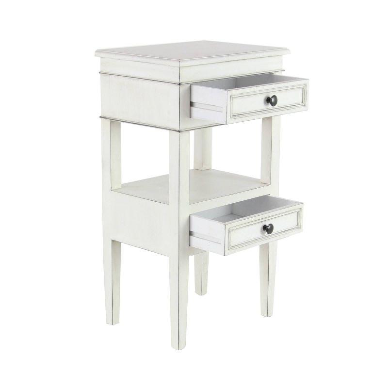 White Pine Traditional Side Table with Drawers and Shelf