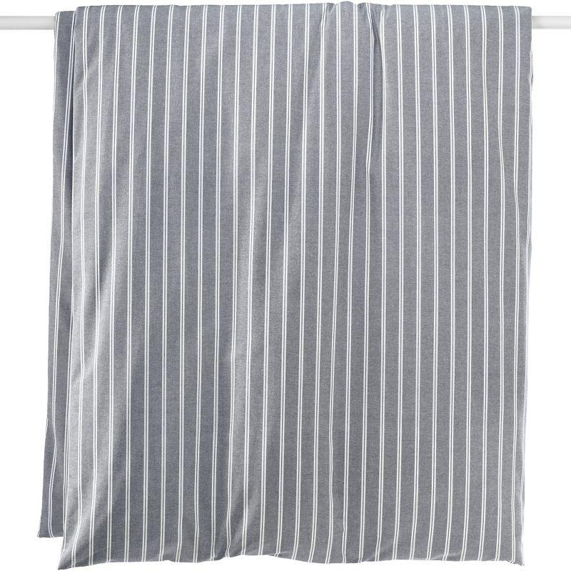 Lands' End Oxford Yarn Dyed Cotton Reversible Duvet Cover - King - Black Slate/Graphite Stripe