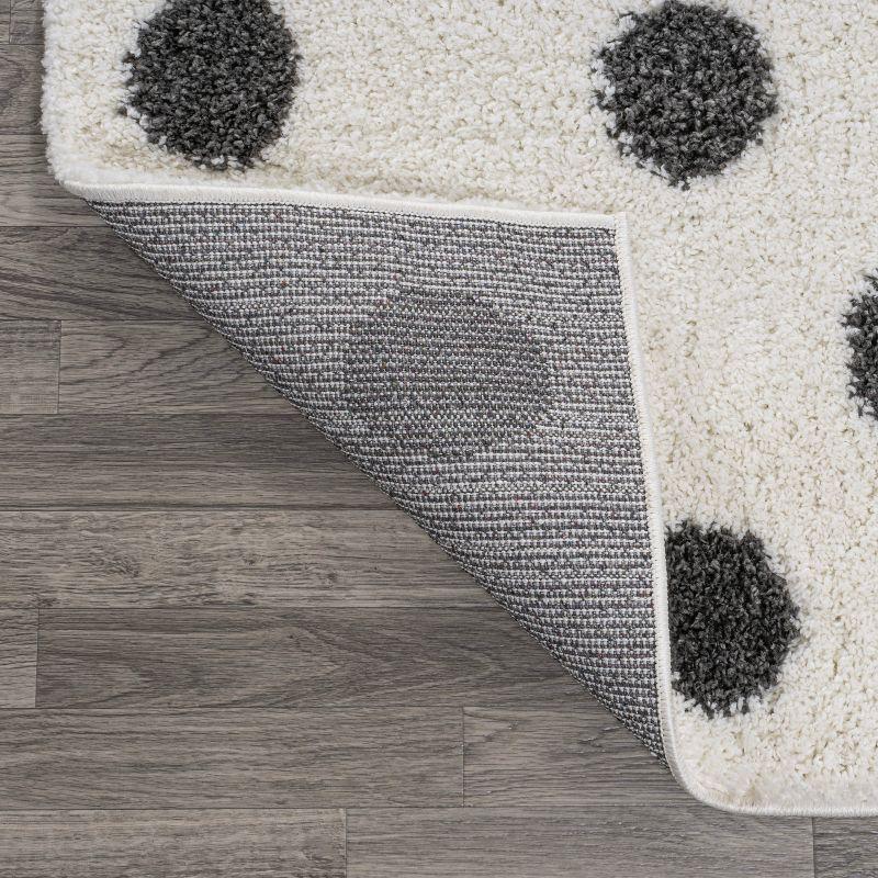 2'x10' Pere Modern Charcoal Dot Shag Runner Rug, White - JONATHAN Y