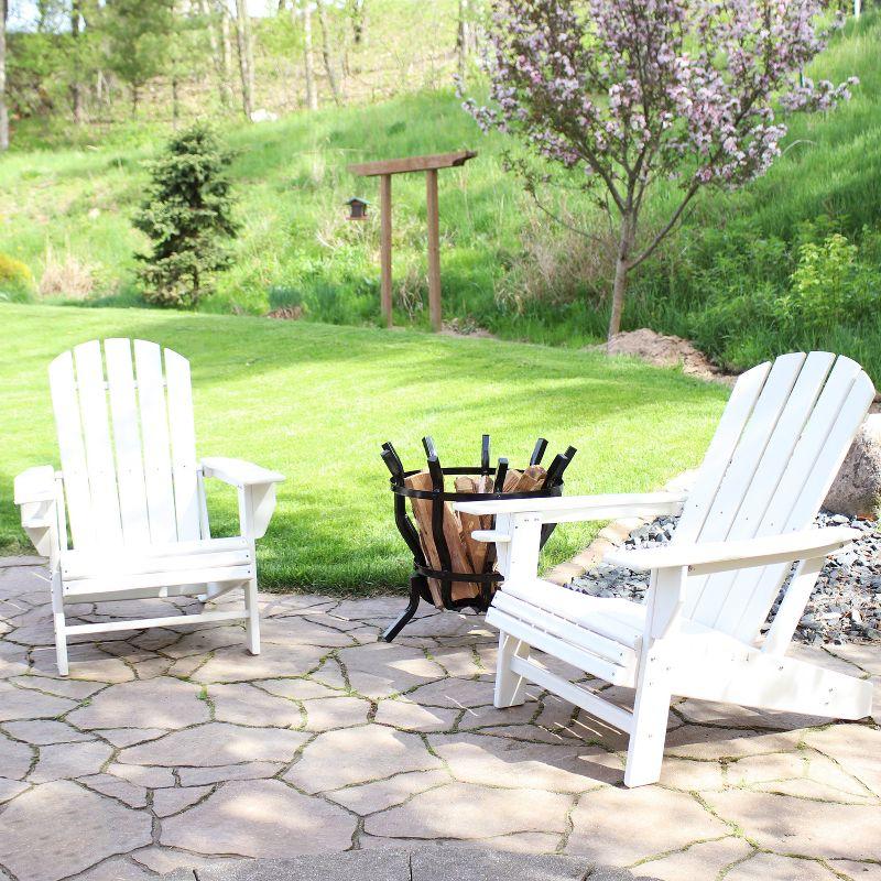 Set of 2 White HDPE Adirondack Chairs with Cup Holder