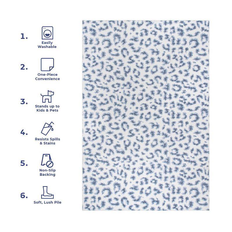 Nuloom Mason Machine Washable Contemporary Leopard Print Indoor Area Rug 6' in Blue Square