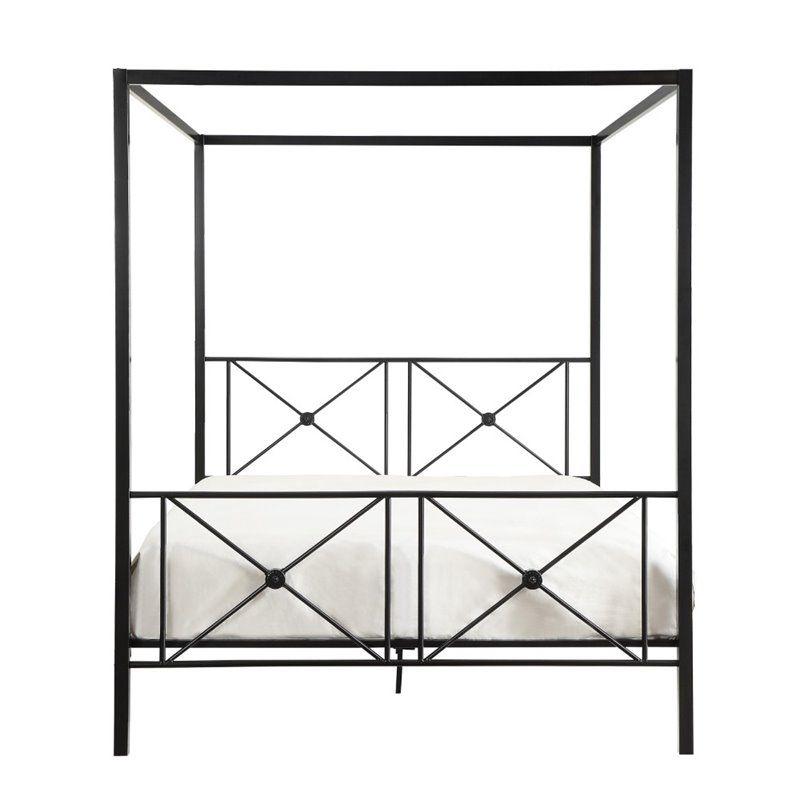 Rapa Queen Metal Canopy Platform Bed in Black - Lexicon