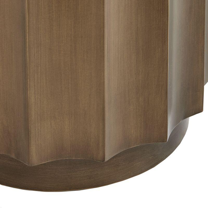 Accent Table Bronze: Madison Park Dorado, Round Glass Top, Scalloped Edge, No Assembly Required