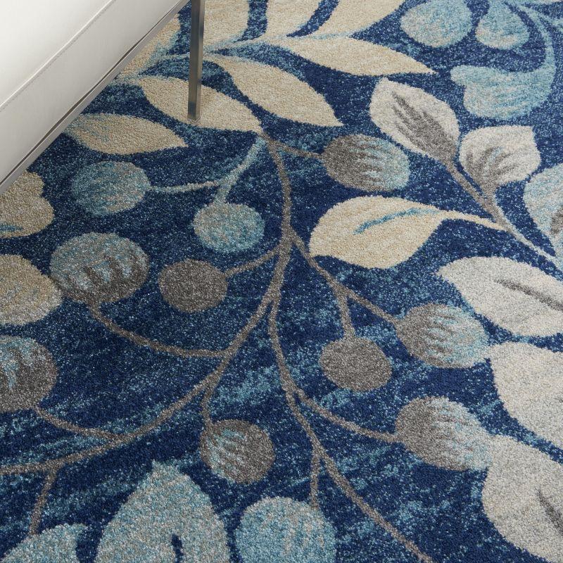 Nourison Tranquil 5'3" X 7'3" (5' x 7') Navy Indoor Area Rug Contemporary Botanical Vine and Bloom by Nourison
