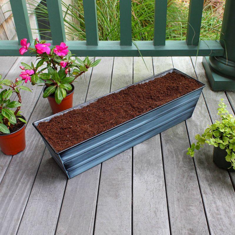 ACHLA Designs Rectangular Steel Planter Box: 22"x66"x5", Outdoor Garden Kit with Coir, Crab Shell & Kelp Meal