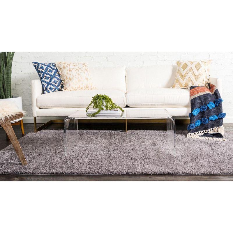 Unique Loom 5' 1 x 8' 0 Dark Gray Studio Solid Shag Sky Area Rug
