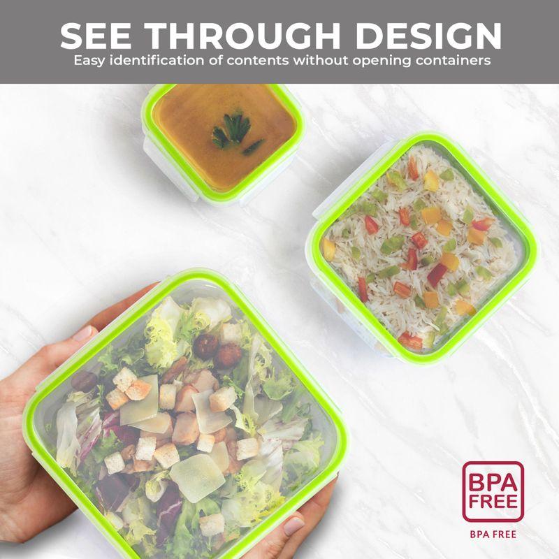 6-Piece Square Food Storage Container Set Click-and-Lock Lids BPA-Free Microwave Freezer Dishwasher Safe