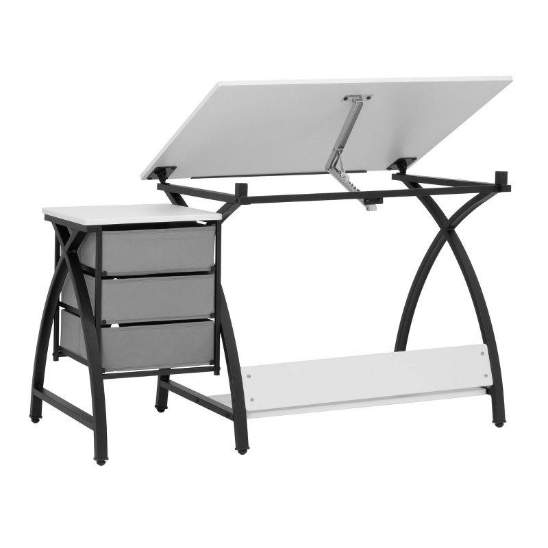 40'' Black & White Adjustable Craft Table with Storage & Padded Stool