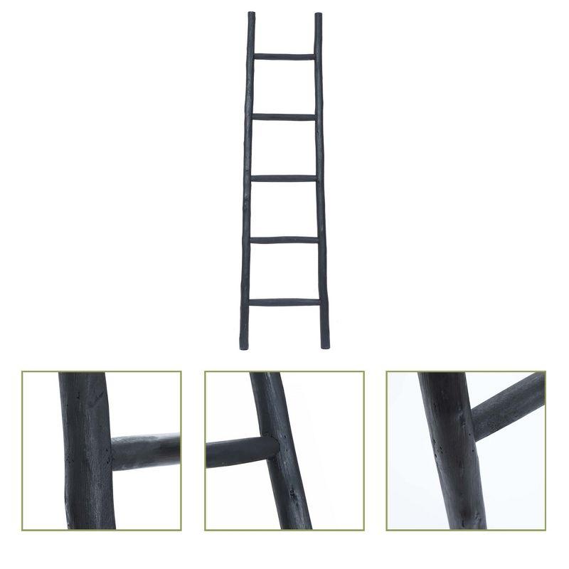 LuxenHome Rustic Black Wood 5Ft Blanket Ladder