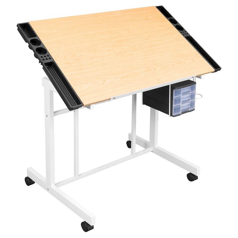 Deluxe White Maple 40'' Craft Station with Adjustable Top & Storage