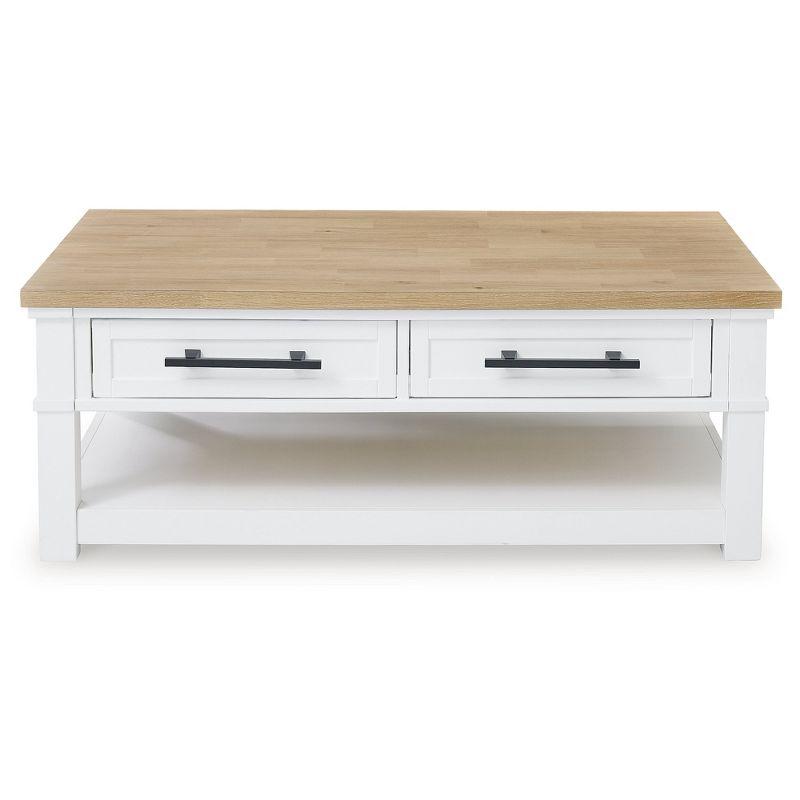 Signature Design by Ashley Ashbryn Rectangular 2 Drawer Coffee Table, White/Natural