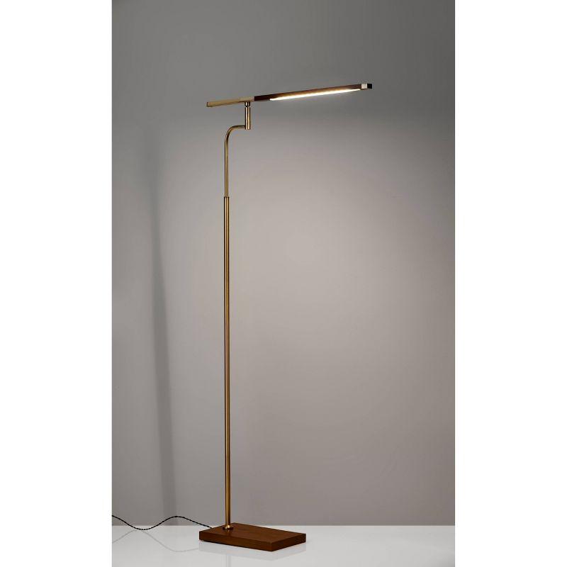 50.5" x 62.5" 3-way Barrett Floor Lamp: LED, Walnut Wood, Touch Sensor - Adesso