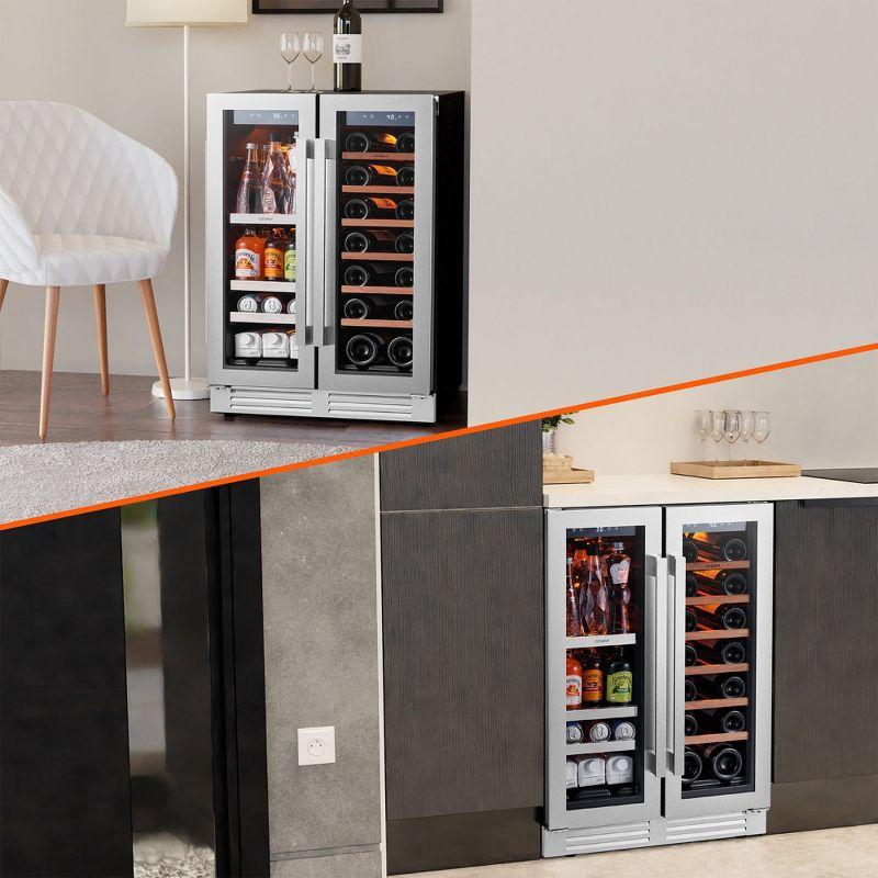 Ca'Lefort Wine and Beverage Refrigerator 24 Inch, 60 Can and 20 Bottle Wine Fridge Dual Zone 36°F-72°F