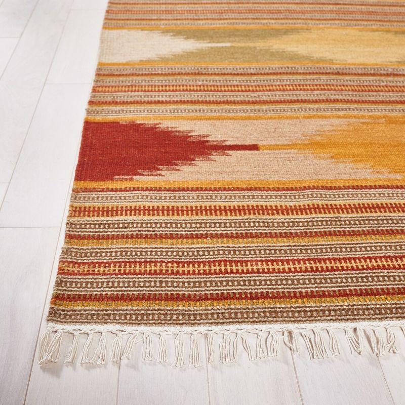 Natural Multi 5' x 5' Square Wool Kilim Area Rug