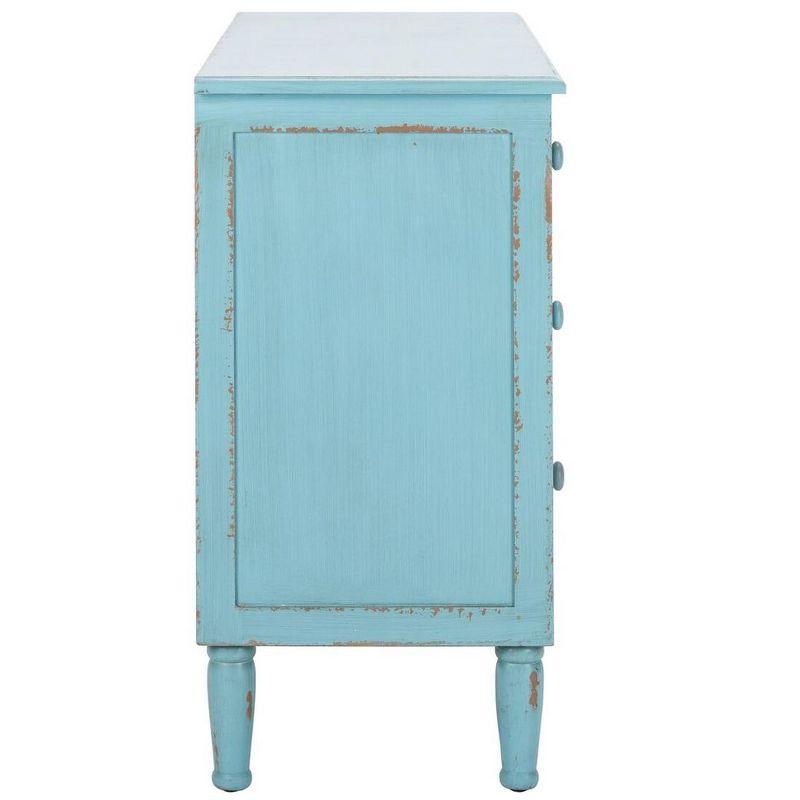 Talbet Distressed Blue 3-Drawer Bohemian Storage Chest