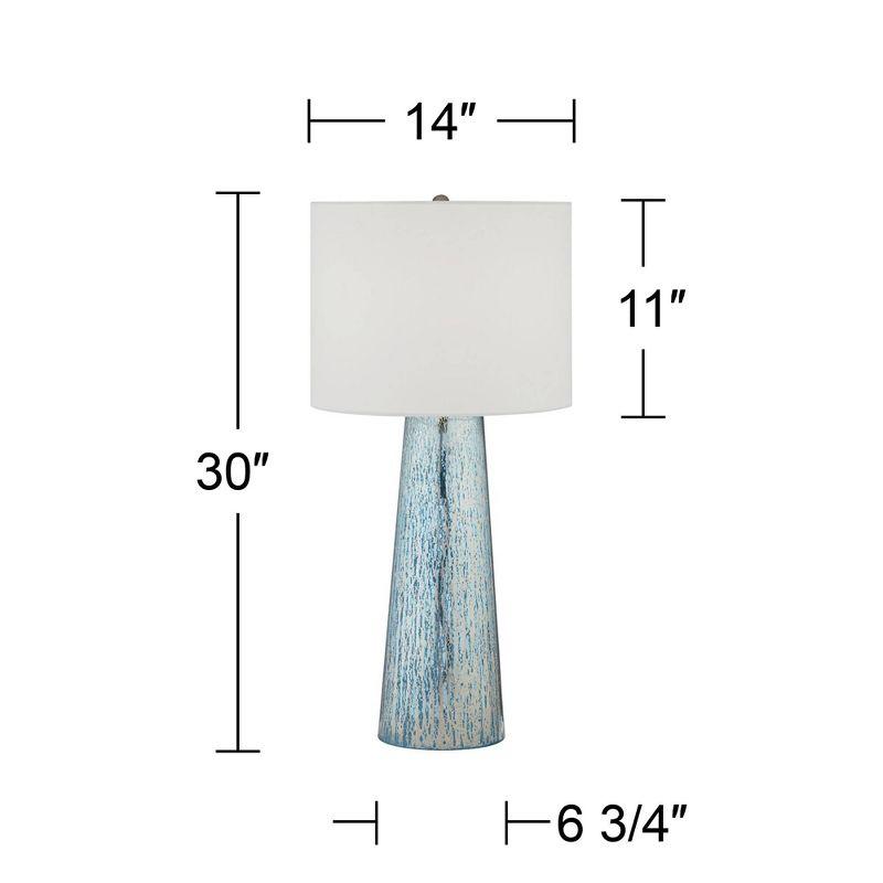 360 Lighting Marcus Modern Table Lamp 30" Tall Mercury Glass Column Shape White Drum Shade for Bedroom Living Room Bedside Nightstand Office Kids Home