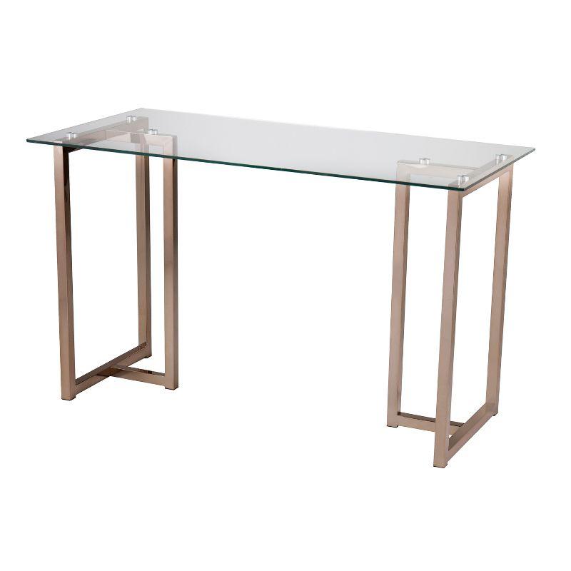 Champagne Glass Top Writing Desk with Metal Frame