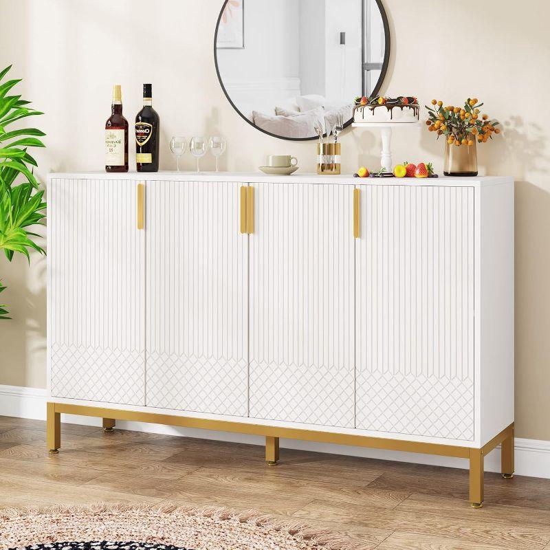 Hommoo Modern Sideboard Buffet, 59" Luxury Buffet Storage Cabinet with 4 Doors