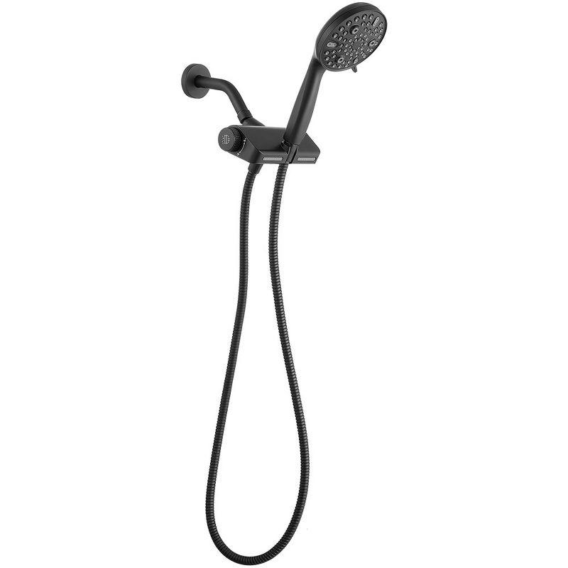 Matte Black Dual Shower Head with Handheld and Stainless Steel Hose